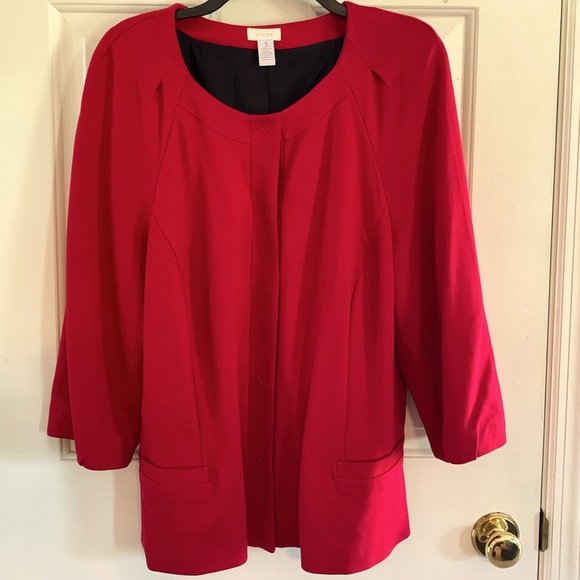 Chico’s snap button down red top ( cardigan jacket ) xlarge 3 40” bust 26” long - Picture 1 of 5